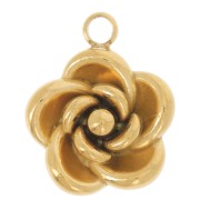 Ciondolo a fiore rosa da 10 mm - Acciaio inossidabile 304L Dorato x1|raw }}