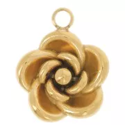 Ciondolo a fiore rosa da 10 mm - Acciaio inossidabile 304L Dorato x1