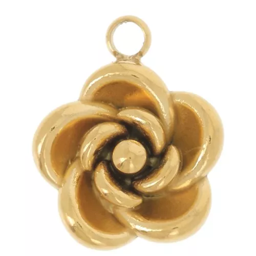 Ciondolo a fiore rosa da 10 mm - Acciaio inossidabile 304L Dorato x1