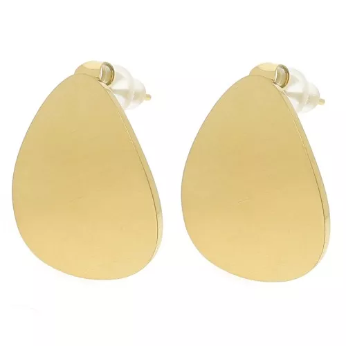 Orecchini a goccia Striato 20x16,5 mm in acciaio inossidabile 304L, Dorato x2