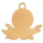 Ciondolo a forma di polpo 9x10 mm - Resina epossidica - Acciaio inossidabile 304L Dorato - Bianco x1