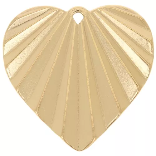 Pendente a cuore 26x27 mm effetto plissettato - Acciaio inox 304L Dorato x1
