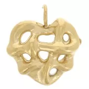 Ciondolo a cuore effetto tessuto 11x10 mm - Acciaio inossidabile 304L Dorato x1