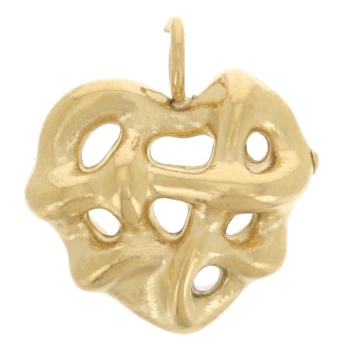 Ciondolo a cuore effetto tessuto 11x10 mm - Acciaio inossidabile 304L Dorato x1