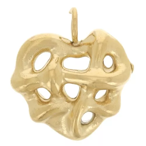 Ciondolo a cuore effetto tessuto 11x10 mm - Acciaio inossidabile 304L Dorato x1