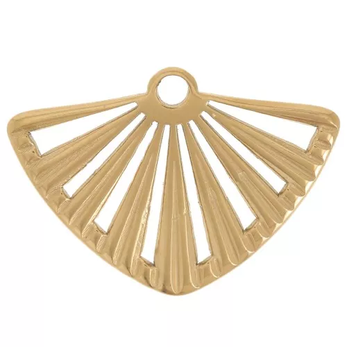 Pendente a ventaglio traforato 17x25 mm - acciaio inossidabile 304L Dorato x1