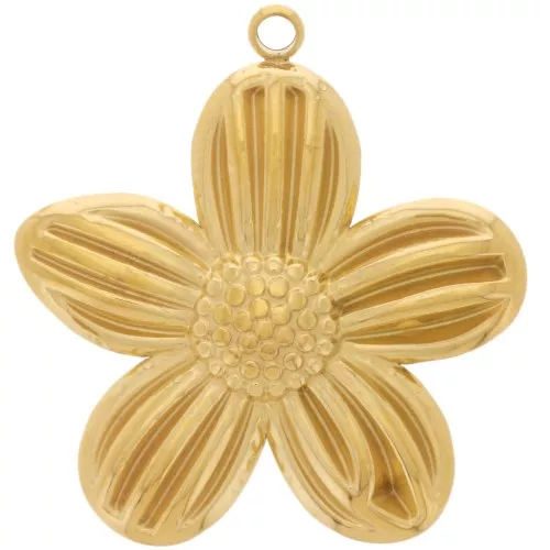 Pendente a fiore 28x26 mm - Acciaio inossidabile 304L Dorato x1