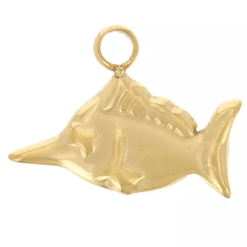 Ciondolo a forma di pesce spada 9x12 mm - Acciaio inossidabile 304L Dorato x1