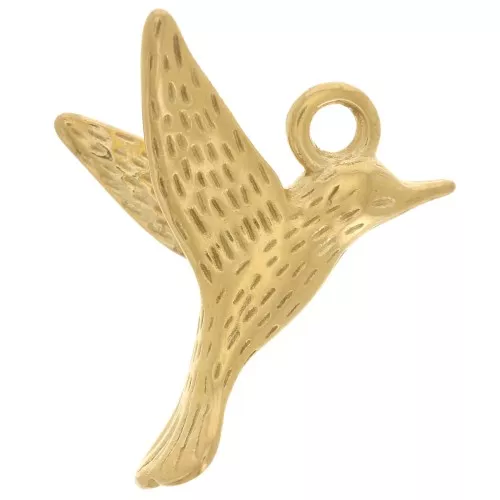 Ciondolo colibrì 14x16 mm - Acciaio inox 304L Dorato x1