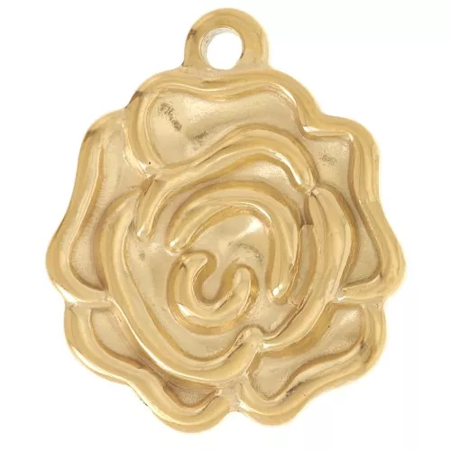 Ciondolo a forma di fiore di rosa 21x18 mm - Acciaio inossidabile 304L Dorato x1