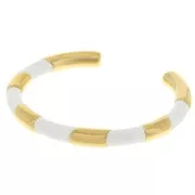 Bracciale ovale a righe - 7x160 mm - con resina epossidica - acciaio inossidabile 304L Dorato - bianco x1