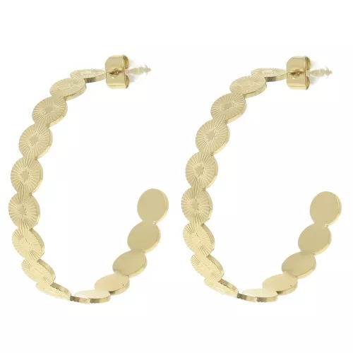 Orecchini a cerchio aperti 35 mm - raggi di sole - acciaio inossidabile 304L Dorato x2