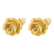 Orecchini a fiore rosa da 8 mm - Acciaio inossidabile 304L Dorato x2|raw }}