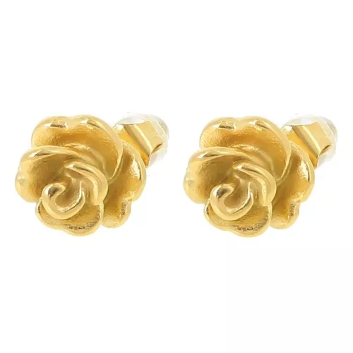 Orecchini a fiore rosa da 8 mm - Acciaio inossidabile 304L Dorato x2
