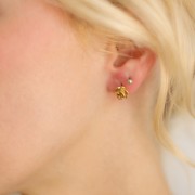 Orecchini a fiore rosa da 8 mm - Acciaio inossidabile 304L Dorato x2