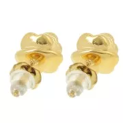 Orecchini a fiore rosa da 8 mm - Acciaio inossidabile 304L Dorato x2