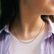 Girocollo a maglia veneziana da 2 mm - Acciaio inossidabile 304L Dorato x44cm