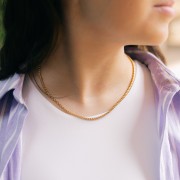 Girocollo a maglia veneziana da 3 mm - Acciaio inossidabile 304L Dorato x44cm