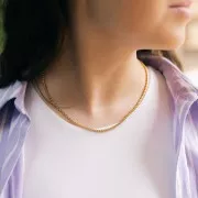 Girocollo a maglia veneziana da 3 mm - Acciaio inossidabile 304L Dorato x44cm