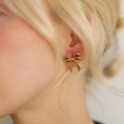 Orecchini a doppio nodo 20x21 mm - Acciaio inossidabile 304L Dorato x2