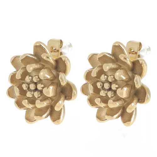 Orecchini a fiore 20 mm - Acciaio inossidabile 304L Dorato x2
