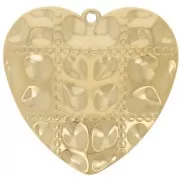 Pendenti a cuore effetto trapuntato 26x27 mm - Acciaio inossidabile 304L Dorato x2