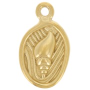 Ciondolo ovale 17x10 mm - motivo conchiglia - acciaio inossidabile Dorato 304L x1|raw }}