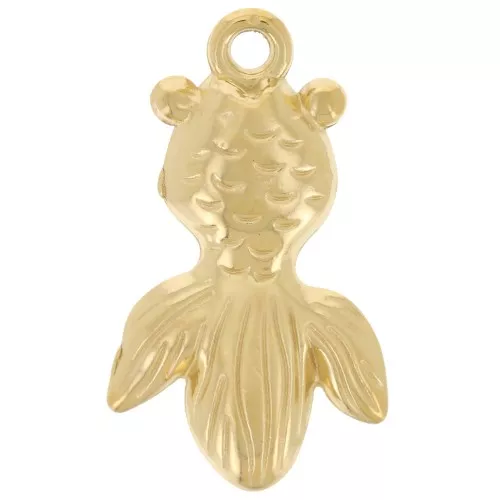 Pendente a forma di carpa Koi 25x15 mm - Acciaio inossidabile 304L Dorato x1