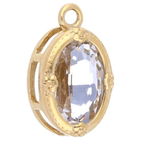 Ciondolo ovale 20x12,5 mm e strass cabochon - Acciaio inossidabile 304L Dorato - Cristallo