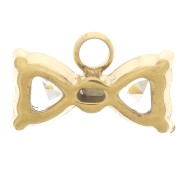 Ciondolo a forma di papillon 6x9,5 mm con ossidi di zirconio - Acciaio inossidabile 304L Dorato x1