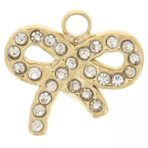 Ciondolo nodo 10x11 mm con ossidi di zirconio Acciaio inossidabile 304L Dorato x1