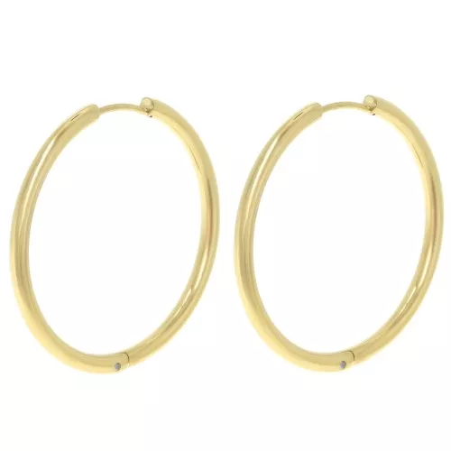 Orecchini rotondi da 35 mm - filo da 2,5 mm - acciaio inossidabile 304L Dorato x2