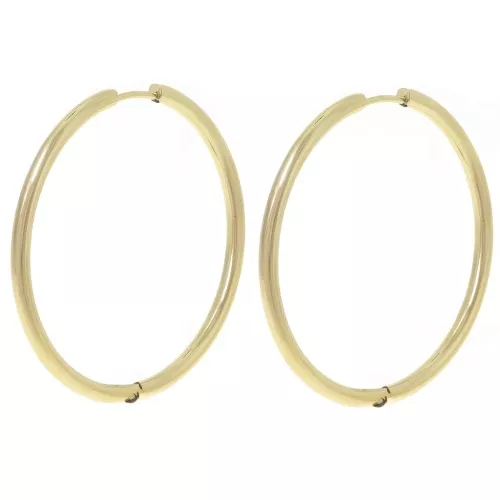 Orecchini rotondi da 40 mm - filo da 2,5 mm - acciaio inossidabile 304L Dorato x2