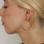 Orecchini rotondi da 40 mm - filo da 2,5 mm - acciaio inossidabile 304L Dorato x2