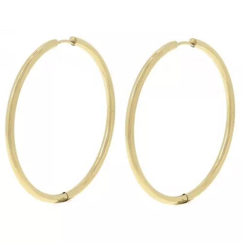 Orecchini rotondi da 45 mm - filo da 2,5 mm - acciaio inossidabile 304L Dorato x2