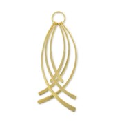 Pendente con ciondoli ricurvi 78 mm - Dorato con oro fino satinato x1