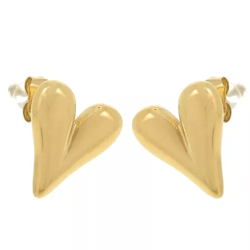 Orecchini a cuore 14x12 mm - Acciaio inossidabile 304L Dorato x2