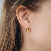 Orecchini a cuore 14x12 mm - Acciaio inossidabile 304L Dorato x2