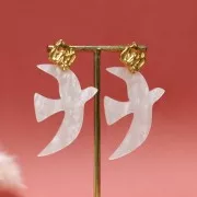 Pendente uccello in acrilico traslucido 49x36mm escl. Perles&Co Blu ghiacciaio