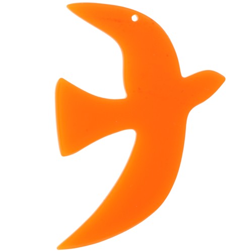 Pendente a forma di uccello in acetato traslucido 49x36 mm escluso Perles&Co - Arancione x1