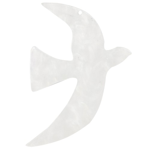 Pendente acrilico per uccelli 49x36 mm escluso da Perles&Co - Bianco perlato x1