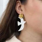 Pendente uccello in acrilico 49x36 mm escl. Perles&Co - Dorato x1