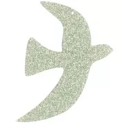 Pendente uccello in acrilico 49x36 mm escl. Perles&Co - Verde muschio glitterato x1