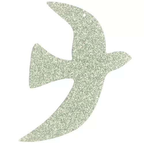 Pendente uccello in acrilico 49x36 mm escl. Perles&Co - Verde muschio glitterato x1
