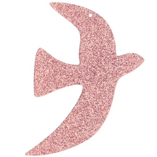 Pendente uccello in acrilico 49x36 mm escl. Perles&Co - Glitter rosa antico x1