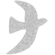 Pendente uccello in acrilico 49x36 mm escl. Perles&Co - Argento glitterato x1