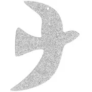 Pendente uccello in acrilico 49x36 mm escl. Perles&Co - Argento glitterato x1