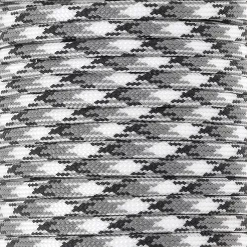 Cordone Paracord - Corda paracadute piatta da 4 mm - Nero - Grigio - Bianco x1m