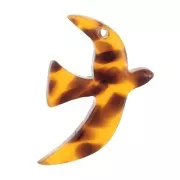 Ciondolo uccello in acetato 15x10 mm escl. Perles&Co - Terrazzo Brown - Nero x1