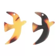 Ciondolo uccello in acetato 15x10 mm in esclusiva per Perles&Co - Guscio di tartaruga - Marrone